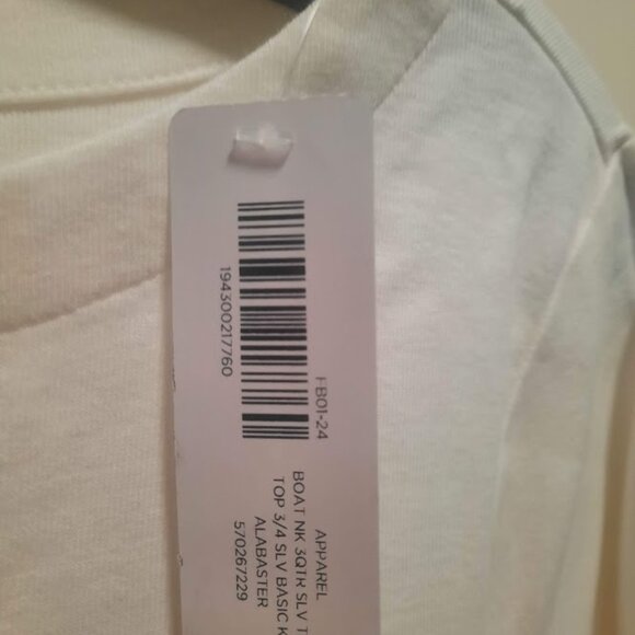 Chico's by Chico's 100% Cotton Boat Neck 3/4 Sleeve Tee NWT Sz 1 S/M Alabaster - Picture 2 of 5